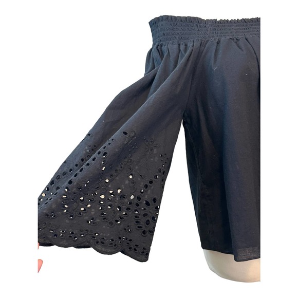 Whimsy + Row black off shoulder 3/4 sleeves boho blouse size Small - Picture 8 of 14